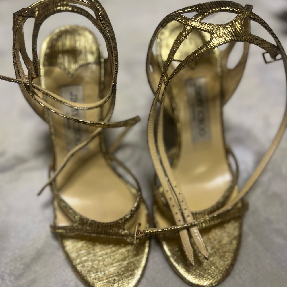 Jimmy Choo Metallic Gold Heels
